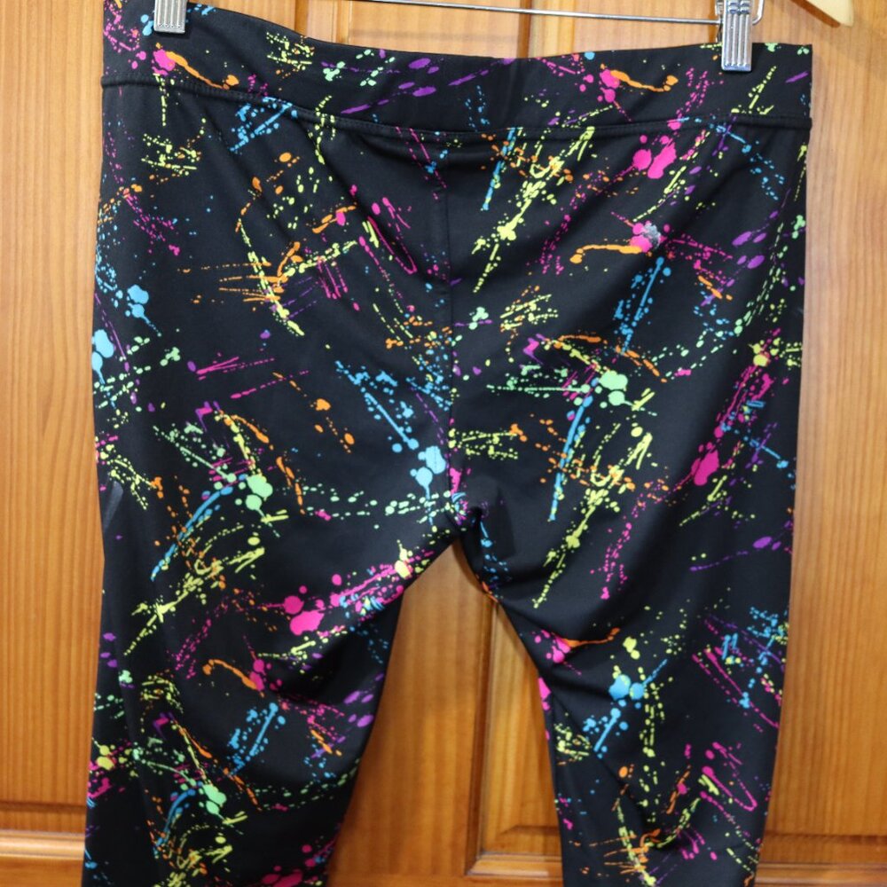 Tipsey Elves Bright Colorful Splatter Paint 80s Vibe Leggings XL - Picture 7 of 8